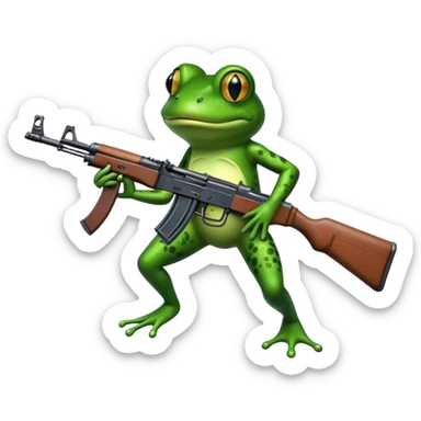 a frog with an AK47 sticker