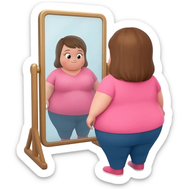 Fat girl looks in the mirror sticker