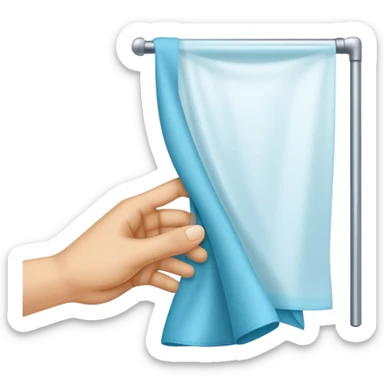 hand holding a cloth, wiping a glass pane sticker