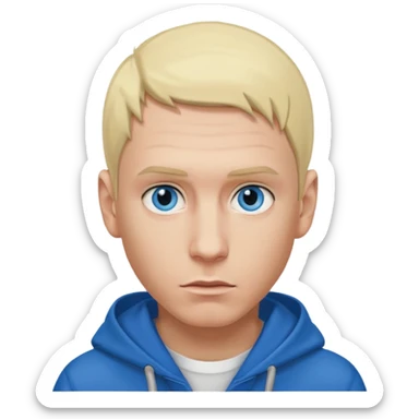 Eminem with blue eyes, blonde hair sticker