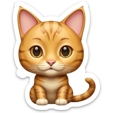 A 3D cartoon golden tabby Bengal cat with realistic striped pattern, warm lighting, natural depth, Memoji-style cinematic detail. sticker