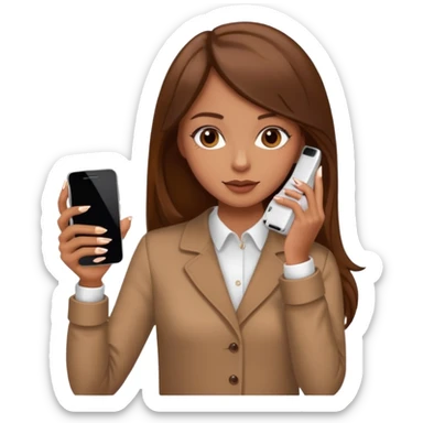 emojis de objetos girlie, cafe, uñas, celular, laptop, version girlie castaña sticker