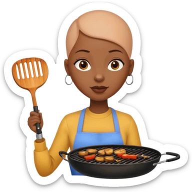 Bald head black girl grilling  sticker