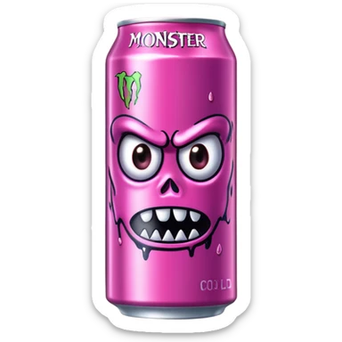 Pink monster energy drink with the logo of original monster company energy drink  sticker