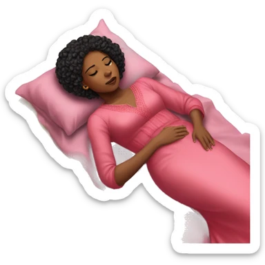 a black woman laying on the floor red braids sick, pink gown sticker