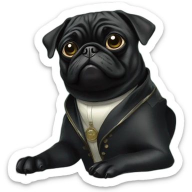 A cyberpunk black pug in Art Nouveau style during 1910 sticker