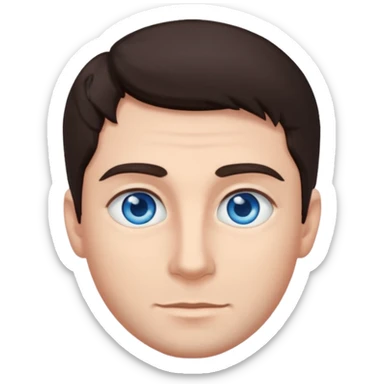 homme yeux bleu azur cheveux brun foncé sticker