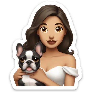 Princess brunette Latina with French bulldog  sticker