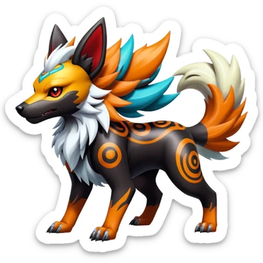 Shiny Gothic Exotic Punk’ish Cool Colorful Epic Futuristic Houndoom-Arcanine-Zorua-Torracat-Pokémon-Fakémon-hybrid-creature sticker