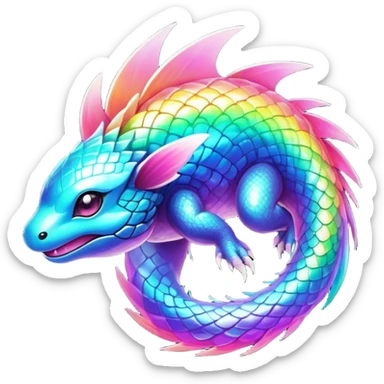  Shiny sparkly transparent bioluminescent luminescent vibrant bright pastel dark exotic tropical iridescent colorful nebula rainbow gradients cyber-Protogen-Fakémon-Pokémon-Vernid-creature sticker