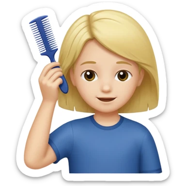 child combing their hair, happy and tidy sticker