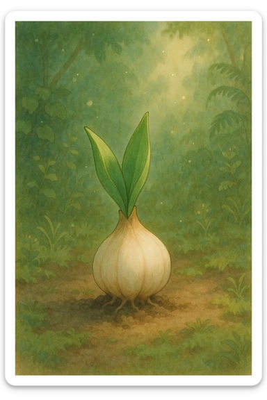 a tulip bulb, natural colors, soft, fairy-like atmosphere,  sticker