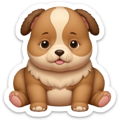 Chubby Baby on top of a chubby puppy sticker