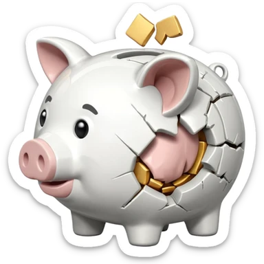 broken and empty piggy bank sticker