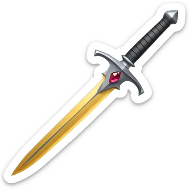 minimal emoji dagger with dull blade and simple hilt, colored gemstone in hilt, no other colors sticker