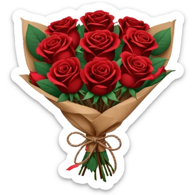 Bouquet of the darkest  brown roses in a paper package covered sticker