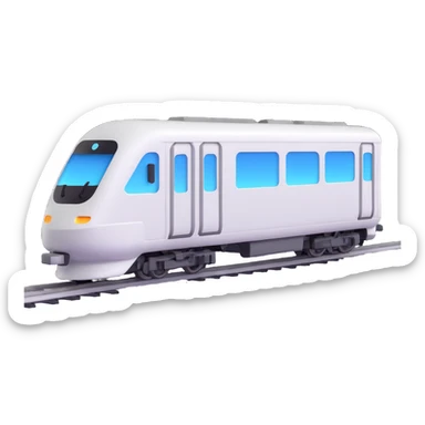 modern white train, microsoft fluent emoji style sticker