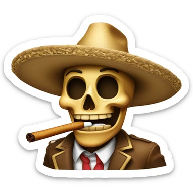 esqueleto con sombrero y un cigarro sticker