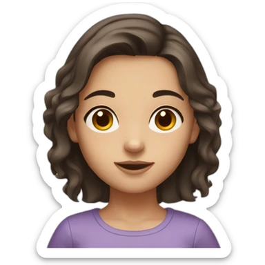 Girl with medium dark brown hair and brown eyes sticker