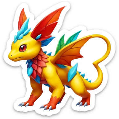 Elemental Exotic Vibrant Multicolored Pokémon-Fakémon-hybrid-creature (full body) sticker