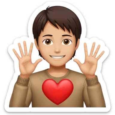 Eren Yeager making a heart sign sticker