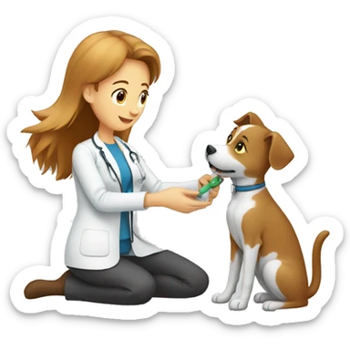 cat - vet treating a dog sticker