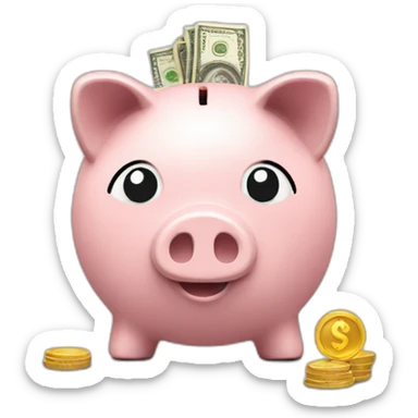 piggy bank with money sticker