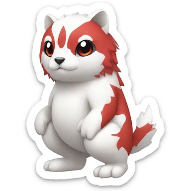 Cute cool white red animal hybrid Fakemon full body sticker