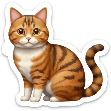 full body torbie cat with small head and short but chubby body sticker