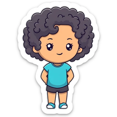 a mixed girl with 3a curly hair sticker