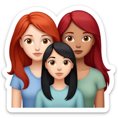 Three girl friends one black hair one red hair one brown hair  sticker