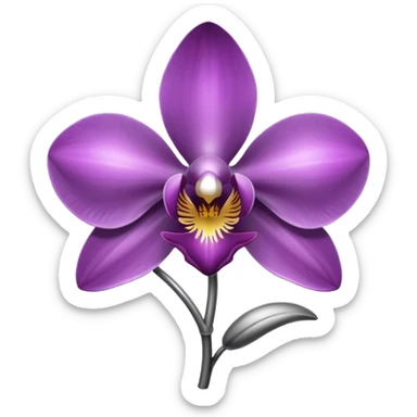 metallic gray chrome minimalistic orchid sticker