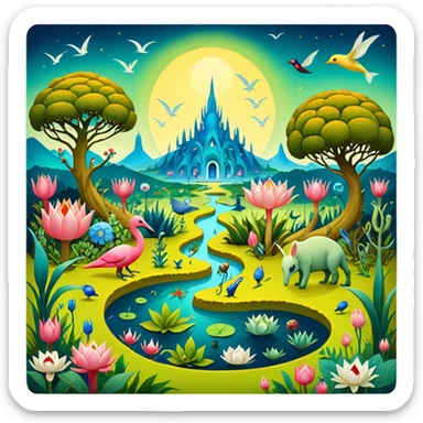 solarpunk - hieronymus bosch phantasmagoric depictions of the garden of earthly delights sticker