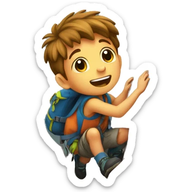 small boy climb rock sticker
