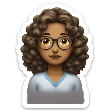 girl ready to sleep with glasses and heatless curls on her hair sticker