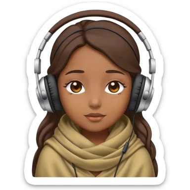 Girl wearing a pashmina with headphones on and her eyes are close sticker