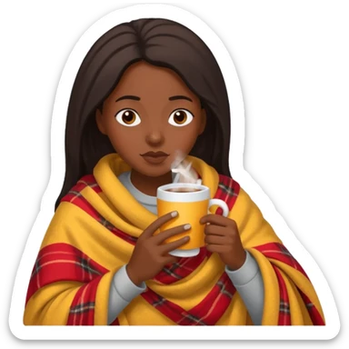 sick black woman drinking hot drink sticker