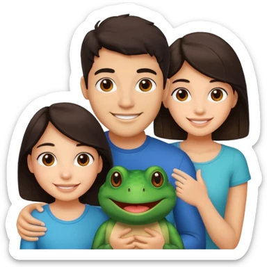 Bufo with two best friends one a girl dark hair other man dark hair sticker