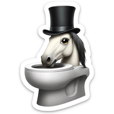 Horse with a top hat sitting on a toilet  sticker