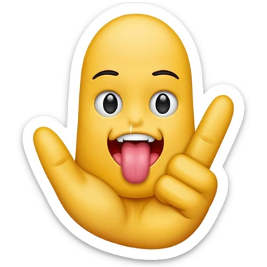 Tongue sticking out between two fingers sticker