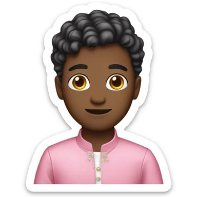 Boy wearing a pink prom dress sticker