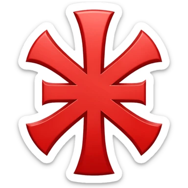 A simple scarlet-red cross with clean, symmetrical lines. Bold and minimal sticker