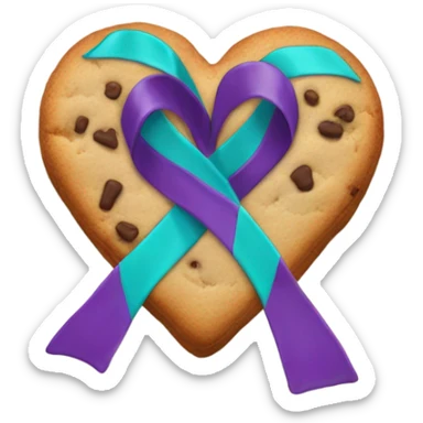 Purple teal Suicide awareness ribbon on heart cookie sticker