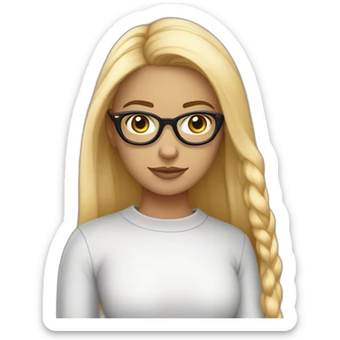 une fille avec de long cheveux noir lisse, la peau blanche ,et avec des lunette (en forme de carrer un peu déformé) assez grosse comparer a ça tête , portant un pull noir sticker