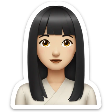 korean girl with shoulder length straight black hair with bangs sticker