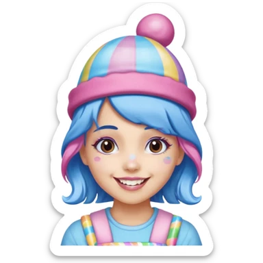 candy hatted girl from candyland blue pink mixed hair sticker