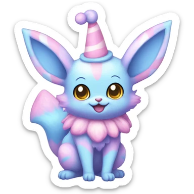 Kawaii Pastel Cotton-Candy-Colored Clown-Eeveelution-Cute-Pokémon-fusion full body sticker