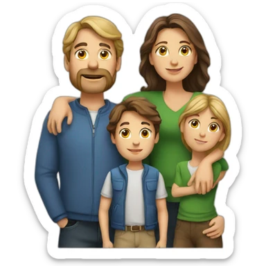 European Family consisting of 1 Man, 1 Woman and 3 Boys sticker