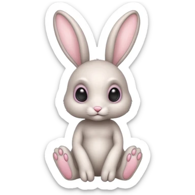full body cute humanoid peacefull alien furry bunny with 6 legs and eye stalks sticker