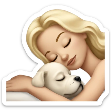 White girl blonde hair sleeping with puppy sticker